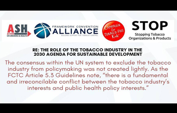 Joint Letter to the UN SG  Re: The role of the tobacco industry in the 2030 agenda for Sustainable Development